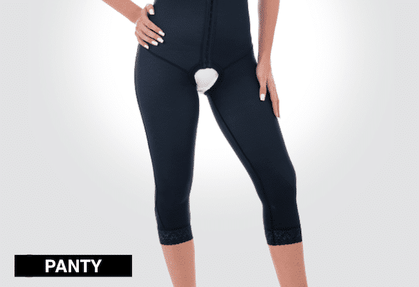 Exemple de vêtement compressif (panty) à porter après une plastie crurale (dermolipectomie de cuisses)