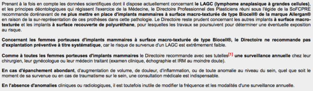 Lymphome protheses allergan macro-texturees